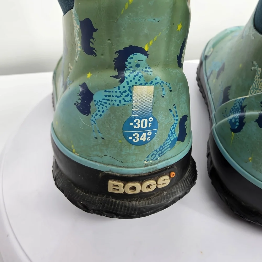 Bogs Kids Size 13 Classic Unicorn Bountiful Waterproof Insulated Rain Boots Teal